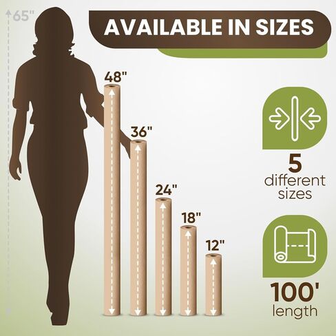12" x 1200" (100 ft) Natural Kraft Paper Roll – Non-Toxic, Odorless, 100% Recyclable Packing Paper, Brown Wrapping Paper for Shipping, Packaging, Crafting & Gift Wrapping in Saudi Arabia