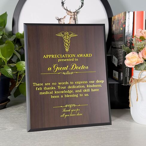 هدية تقدير الطبيب للنساء والرجال، هدايا للأطباء بما في ذلك طبيب الأسنان، والممارسين العامين، وأخصائيي الخصوبة، وأطباء الأورام، وأطباء الأنف والأذن والحنجرة، وأطباء الأعصاب، ولوحة جوائز 8 * 10 بوصات in Kuwait