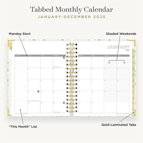 Day Designer 2025 Weekly Planner – مخطط متميز لتنظيم أنيق. يجمع بين التقويمات الأسبوعية والشهرية والجدول اليومي وصفحات الملاحظات وإعداد الأهداف والملصقات والجيب والمزيد. غلاف مصفح أنيق مع لمسات ذهبية (تصميم أنيق) in Saudi Arabia
