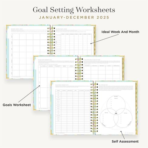 Day Designer 2025 Weekly Planner – مخطط متميز لتنظيم أنيق. يجمع بين التقويمات الأسبوعية والشهرية والجدول اليومي وصفحات الملاحظات وإعداد الأهداف والملصقات والجيب والمزيد. غلاف مصفح أنيق مع لمسات ذهبية (تصميم أنيق) in Saudi Arabia