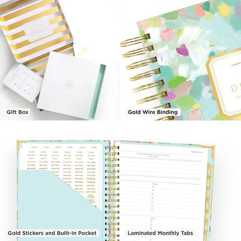Day Designer 2025 Weekly Planner – مخطط متميز لتنظيم أنيق. يجمع بين التقويمات الأسبوعية والشهرية والجدول اليومي وصفحات الملاحظات وإعداد الأهداف والملصقات والجيب والمزيد. غلاف مصفح أنيق مع لمسات ذهبية (تصميم أنيق) in Saudi Arabia