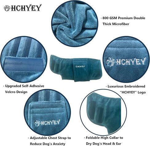Dog Drying Coat, Double Thick Dogs Robe for Drying After Bathing & Swimming, Premium Microfibre Dog Bathrobe - Super Absorbent Pet Bath Robe for Dogs at Home and Outdoors (Dark Blue, XL) in Saudi Arabia