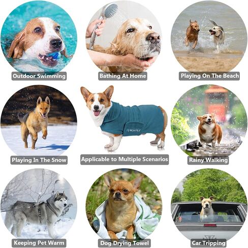 Dog Drying Coat, Double Thick Dogs Robe for Drying After Bathing & Swimming, Premium Microfibre Dog Bathrobe - Super Absorbent Pet Bath Robe for Dogs at Home and Outdoors (Dark Blue, XL) in Saudi Arabia