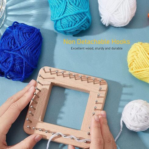 Tyenaza Knitting Loom, Knitting Board Wood Crochet Board Mini Square Knitting Tool with Hooks for Weaving Mat Hairband Blanket Sock, 3.9'' x 3.9'' (Small) in Kuwait