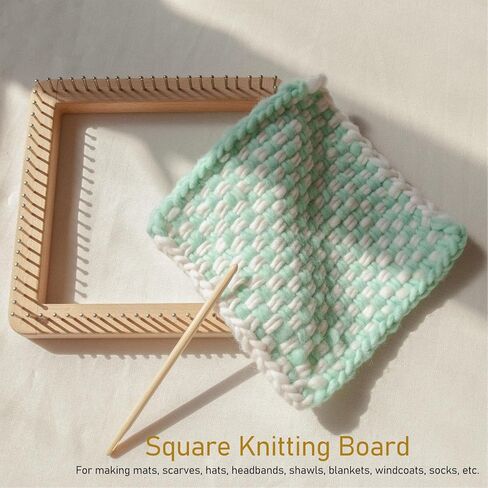 Tyenaza Knitting Loom, Knitting Board Wood Crochet Board Mini Square Knitting Tool with Hooks for Weaving Mat Hairband Blanket Sock, 3.9'' x 3.9'' (Small) in Kuwait
