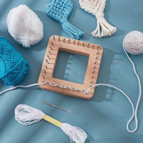 Tyenaza Knitting Loom, Knitting Board Wood Crochet Board Mini Square Knitting Tool with Hooks for Weaving Mat Hairband Blanket Sock, 3.9'' x 3.9'' (Small) in Kuwait