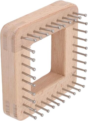 Tyenaza Knitting Loom, Knitting Board Wood Crochet Board Mini Square Knitting Tool with Hooks for Weaving Mat Hairband Blanket Sock, 3.9'' x 3.9'' (Small) in Kuwait
