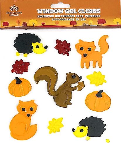 Fall Gel Cling Stickers for Windows and Mirrors - 6 Sheets of Reusable Seasonal Designs: Harvest Truck, Pumpkins, Scarecrow and More! in Saudi Arabia