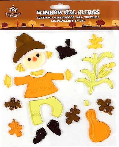 Fall Gel Cling Stickers for Windows and Mirrors - 6 Sheets of Reusable Seasonal Designs: Harvest Truck, Pumpkins, Scarecrow and More! in Saudi Arabia
