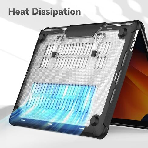 HXCASEAC Case Compatible with MacBook Air 15 inch 2025 2024 2023 / M4 M3 M2, Anti-Scratching Protective Hard Cover with Foldable Stand A3114 A2941 - Black in Kuwait