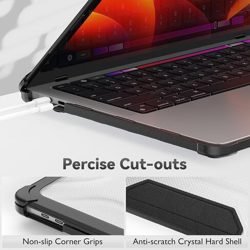 HXCASEAC Case Compatible with MacBook Air 15 inch 2025 2024 2023 / M4 M3 M2, Anti-Scratching Protective Hard Cover with Foldable Stand A3114 A2941 - Black in Kuwait