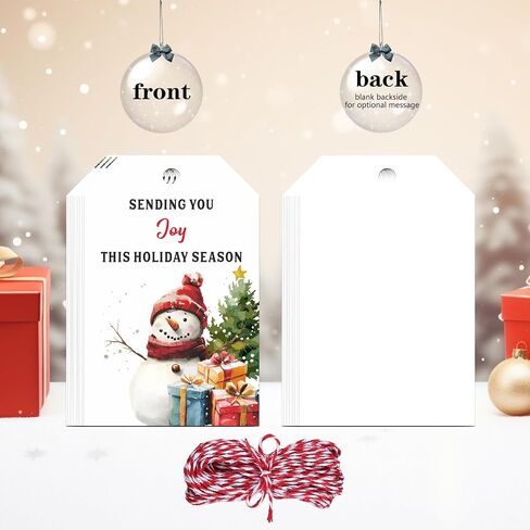 Christmas Gift Tags with String for Xmas Holiday Present Wrapping 100 Pcs Christmas Paper Tags Merry Christmas Hanging Tags Labels for Christmas Party Decorations Stocking Stuffers for Women Men Teens in Saudi Arabia