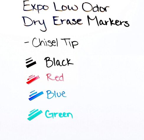 أقلام التحديد الجافة ذات الرائحة المنخفضة من EXPO، رأس إزميل، مجموعة متنوعة من 6 أحبار غير سامة، سريعة الجفاف ومقاومة للتلطيخ للفصول الدراسية والمنازل والمكاتب - تستخدم على معظم ألواح الكتابة الزجاجية والأسطح غير المسامية in Kuwait