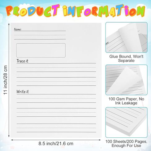 100 ورقة ممارسة الكتابة اليدوية المضحكة للأطفال مع النكات ورقة صورة قصة 8.5 "× 11" كتب الكتابة اليدوية ورقة كتابة القصص للأطفال مصنف مرحلة ما قبل المدرسة الابتدائية رياض الأطفال الفصول الدراسية in Kuwait