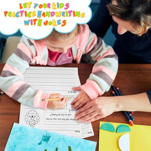 100 ورقة ممارسة الكتابة اليدوية المضحكة للأطفال مع النكات ورقة صورة قصة 8.5 "× 11" كتب الكتابة اليدوية ورقة كتابة القصص للأطفال مصنف مرحلة ما قبل المدرسة الابتدائية رياض الأطفال الفصول الدراسية in Kuwait