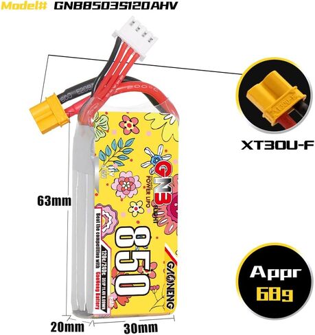 GAONENG 2pcs GNB 3S 550mAh 11.1V 80C with XT30 Plug LiPo Battery for 2.5 inch Toothpick Drone Cine Whoop Drone FPV in Saudi Arabia