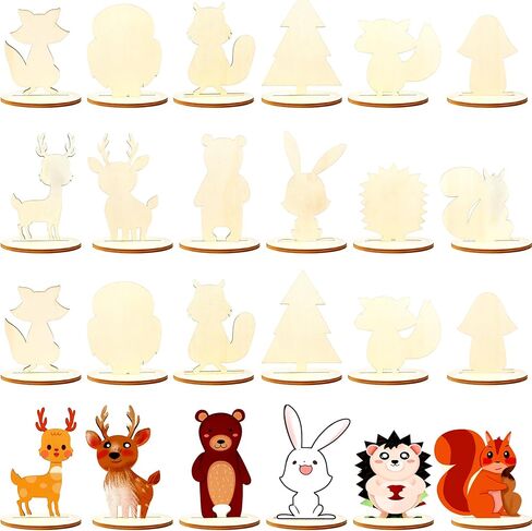 24 حزمة من قطع الغابات الخشبية غير المكتملة، أشكال الغابات البرية، قطع الحياة الحيوانية DIY، قطع الغابة الحيوانية الخشبية للأطفال، ديكور المنزل، زخرفة معلقة، هدية فنية، مشروع فني 12 نمطًا in Kuwait