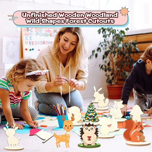 24 حزمة من قطع الغابات الخشبية غير المكتملة، أشكال الغابات البرية، قطع الحياة الحيوانية DIY، قطع الغابة الحيوانية الخشبية للأطفال، ديكور المنزل، زخرفة معلقة، هدية فنية، مشروع فني 12 نمطًا in Kuwait