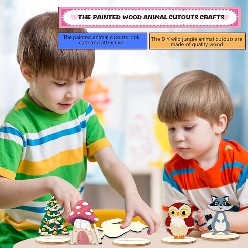 24 حزمة من قطع الغابات الخشبية غير المكتملة، أشكال الغابات البرية، قطع الحياة الحيوانية DIY، قطع الغابة الحيوانية الخشبية للأطفال، ديكور المنزل، زخرفة معلقة، هدية فنية، مشروع فني 12 نمطًا in Kuwait