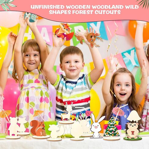 24 حزمة من قطع الغابات الخشبية غير المكتملة، أشكال الغابات البرية، قطع الحياة الحيوانية DIY، قطع الغابة الحيوانية الخشبية للأطفال، ديكور المنزل، زخرفة معلقة، هدية فنية، مشروع فني 12 نمطًا in Kuwait