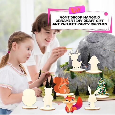 24 حزمة من قطع الغابات الخشبية غير المكتملة، أشكال الغابات البرية، قطع الحياة الحيوانية DIY، قطع الغابة الحيوانية الخشبية للأطفال، ديكور المنزل، زخرفة معلقة، هدية فنية، مشروع فني 12 نمطًا in Kuwait