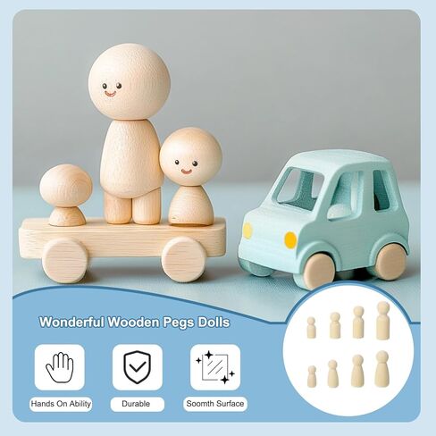 PATIKIL 2 Set Wooden Pegs Dolls, 100Pcs Wood Pegs People Dolls Dad Mom Unfinished Bodies Natural Wood Figures for Painting DIY Crafts Arts Graffiti in Saudi Arabia