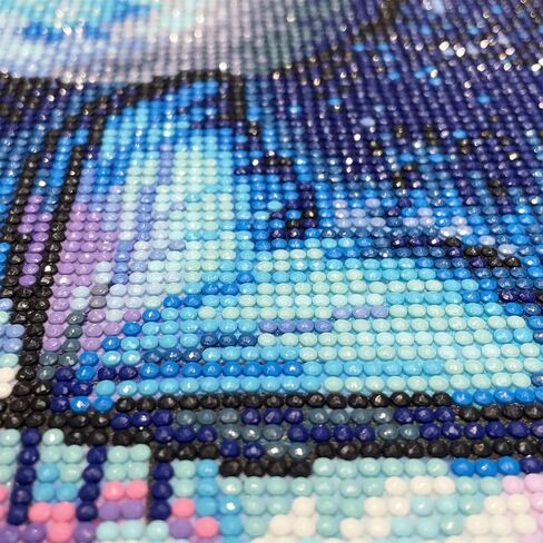 مجموعات الرسم الفني الماسي على شكل فراشة من MXJSUA، مجموعات الرسم الفني الماسي لزهرة اللوتس الماسية 5D للبالغين، فن الخرز بنقاط الماس الأزرق للمبتدئين والمراهقين 12 × 16 بوصة in Saudi Arabia