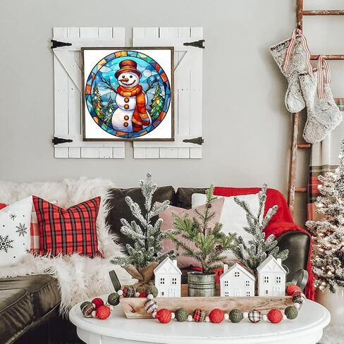 مجموعات الطلاء الماسي stalente للبالغين، مجموعات فنية ماسية خماسية الأبعاد للمبتدئين، لوحة ماسية دائرية كاملة الحفر لتزيين الحائط المنزلي هدية 12×12 بوصة، رجل ثلج عيد الميلاد in Kuwait