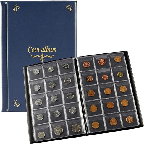 Ettonsun 150 Pockets Coin Collection Album 1.8 x 1.7 Inch Coin Collecting Holder Book Supplies Coin Storage Album for Collectors, Blue in Saudi Arabia