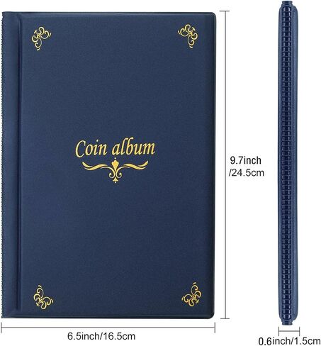 Ettonsun 150 Pockets Coin Collection Album 1.8 x 1.7 Inch Coin Collecting Holder Book Supplies Coin Storage Album for Collectors, Blue in Saudi Arabia