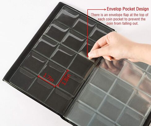 Ettonsun 150 Pockets Coin Collection Album 1.8 x 1.7 Inch Coin Collecting Holder Book Supplies Coin Storage Album for Collectors, Blue in Saudi Arabia