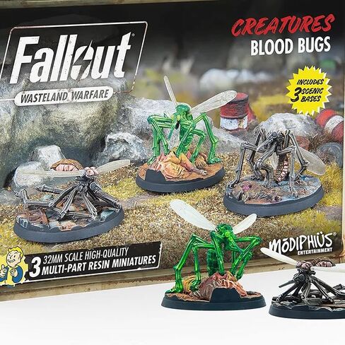 Fallout Wasteland Warfare: Creatures - Blood Bugs - 3 Unpainted Resin Miniatures, RPG, Includes Scenic Bases, 32MM Scale Figures, Tabletop Roleplaying Game Minifigures,Grey in Saudi Arabia