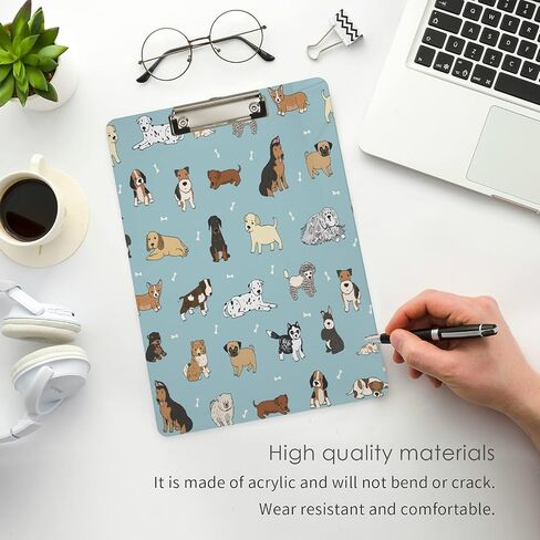 ATTX Cartoon Doodle Puppy Dog Clipboard | Clipboard with Low Profile Silver Clip | Decorative Clipboard for School, Office, Nurse, Art, Business,9 x 12.5 Inches in Saudi Arabia