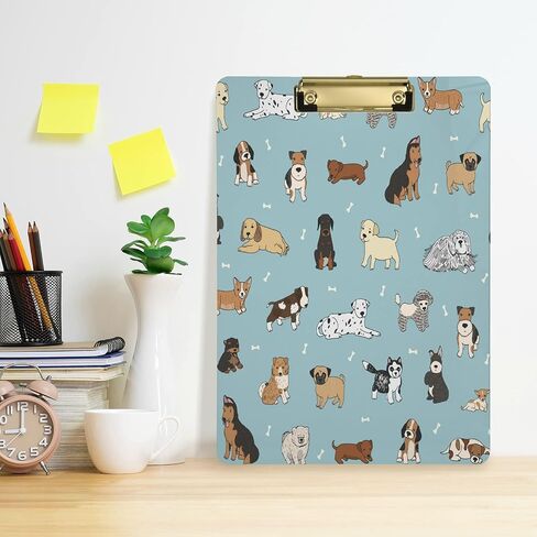 ATTX Cartoon Doodle Puppy Dog Clipboard | Clipboard with Low Profile Silver Clip | Decorative Clipboard for School, Office, Nurse, Art, Business,9 x 12.5 Inches in Saudi Arabia