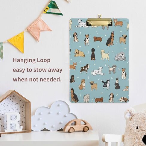 ATTX Cartoon Doodle Puppy Dog Clipboard | Clipboard with Low Profile Silver Clip | Decorative Clipboard for School, Office, Nurse, Art, Business,9 x 12.5 Inches in Saudi Arabia