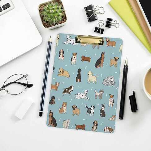 ATTX Cartoon Doodle Puppy Dog Clipboard | Clipboard with Low Profile Silver Clip | Decorative Clipboard for School, Office, Nurse, Art, Business,9 x 12.5 Inches in Saudi Arabia
