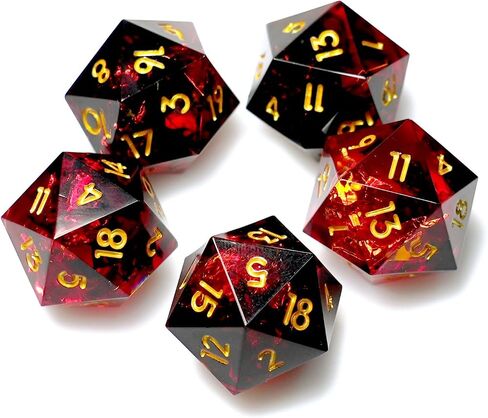 5 Pieces D20 Dice 21MM 20 sideds DND Resin Sharp Edged Resin Dice for Dungeons and Dragons, RPG, MTG Polyhedral D&D Dice (Azure + Purple) in Saudi Arabia