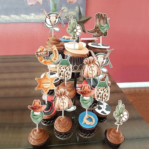 24 حزمة من أغطية الكب كيك من رعاة البقر لتزيين الكيك، أغطية الكب كيك من رعاة البقر الغربيين، أغطية الكب كيك ذات القبعة الريفية، مستلزمات استحمام الطفل وحفلات أعياد الميلاد in Kuwait