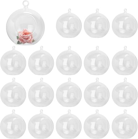 40 Pcs 4 Inch Hanging Acrylic Globes Orbs, Clear Ornaments Balls, Tealight Candle Holder for Wedding, Christmas, Party, Centerpiece Accessory and Home Decor by KUKLIPJIM. in Saudi Arabia