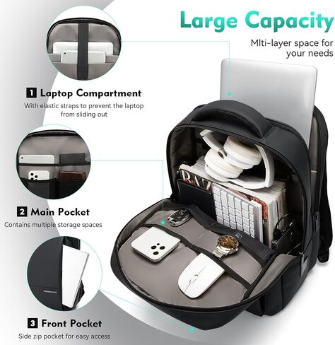 Victoriatourist Anti Theft Travel Laptop Backpack Men Women, Business Work Laptop Backpacks with Zipper Automatic Locking, Water Resistant Backpack Computer Bag Fits 15.6 Inch Notebook (Blue Gray)… in Saudi Arabia