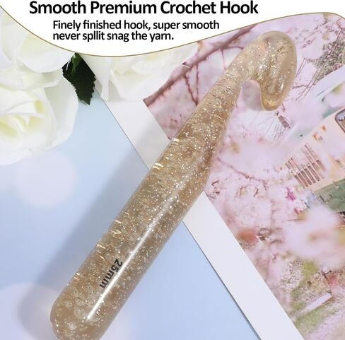 COMNICO 2pcs 25mm Large Crochet Hook, Crystal Clear Huge Chunky Yarn Crochet Hooks Ergonomic Knitting Giant Needles for Beginners Handmade DIY Crafts Carpet Scarf Wool Roving Weaving in Saudi Arabia