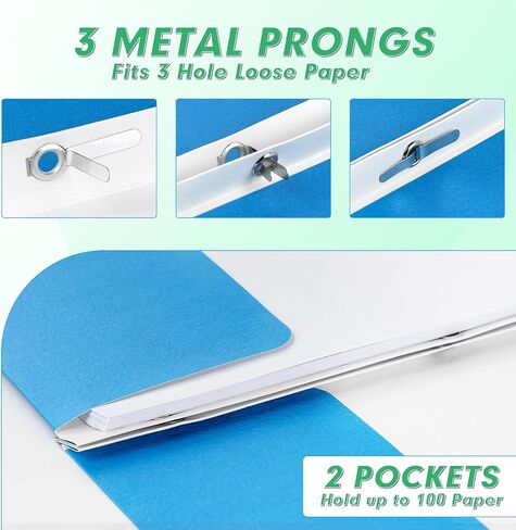 Two Pocket Folders, PANDRI 60 Pack Two Pocket Folders with Prongs, 2 Pocket 3 Prong Folders Designed for Office and Classroom, Letter Size, Assorted 5 Colors in Saudi Arabia