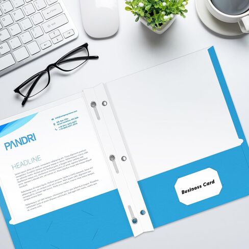 Two Pocket Folders, PANDRI 60 Pack Two Pocket Folders with Prongs, 2 Pocket 3 Prong Folders Designed for Office and Classroom, Letter Size, Assorted 5 Colors in Saudi Arabia