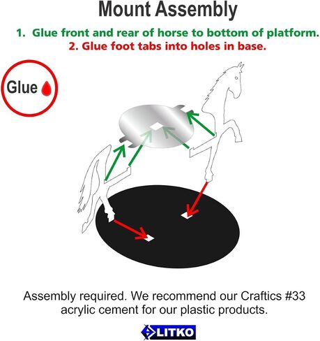 LITKO Horse Character Mount | Role Playing Games | Compatible with DND Pathfinder | (40mm Circular Base, Black) in Saudi Arabia