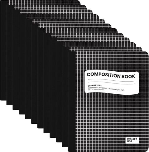 Composition Notebooks, Quad Ruled, Graph Paper Composition Notebook, Graph Composition Notebook, 100 sheets, 9.75″ x 7.50″ (12 Pack) in Saudi Arabia