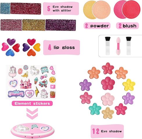 Kids Makeup Kit for Girl,Real Make Up Set,Fold Out Makeup Palette with Mirror, Non-Toxic Makeup Kit for Toddler Kid Children Princess,Christmas Birthday Gift Toys for Girl 3 4 5 6 7 8 Year Old in Saudi Arabia