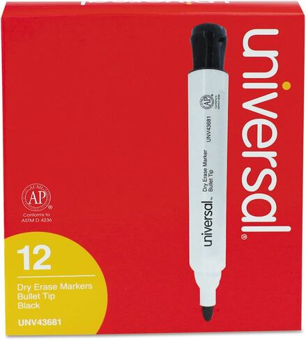 Universal UNV43681 Medium Bullet Tip Dry Erase Marker - Black (1 Dozen) in Saudi Arabia