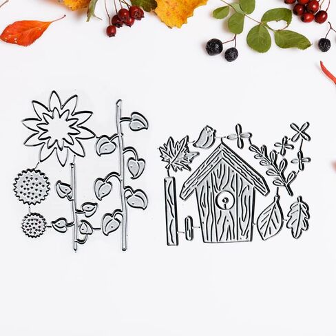 ALIBBON 2Pcs Sunflower Bird House Die Cuts for Card Making and Scrapbooking, Flowers Cutting Dies Metal Template Molds, Autumn Leaves Die Cuts for DIY Photo Album Paper Embossing Card Decoration in Saudi Arabia