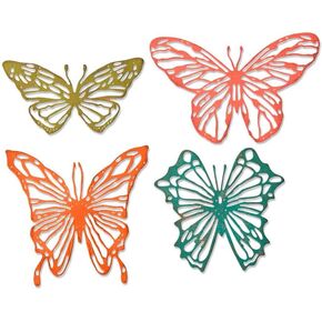 Sizzix Thinlits Die Set 4 Pack Scribbly Butterflies by Tim Holtz, Multicolor