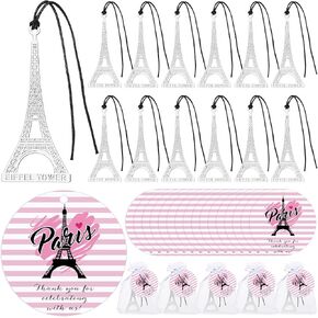 25 Sets Paris Party Favors Eiffel Tower Bookmarks Paris Metal Book Marks Thank You Cards Organza Bags Paris Souvenirs from France Paris Gifts for Girls Birthday Paris Themed Party Favors